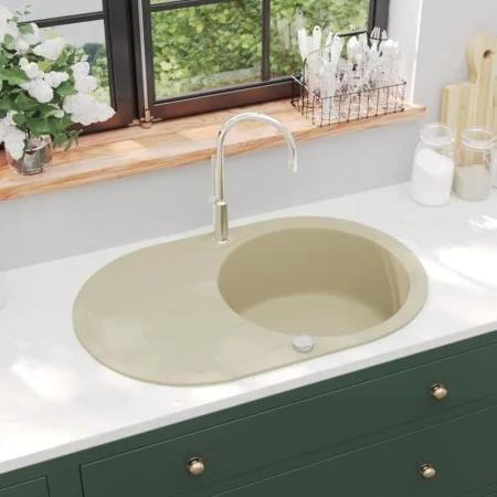 Küchenspüle aus Granit mit beigem ovalem Becken von vidaXL, Sinkt - Ref: Foro24-144866, Preis: 190,48 €, Rabatt: %