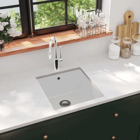 Kitchen sink with a white granite bowl by vidaXL, Sinks - Ref: Foro24-144869, Price: 135,69 €, Discount: %