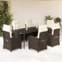 Set comedor de jardín 7 pzas con cojines ratán sintético marrón en Conjuntos de jardín | Comprar online en Foru.es