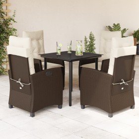 Set comedor de jardín 5 piezas y cojines ratán sintético marrón en Conjuntos de jardín | Comprar online en Foru.es