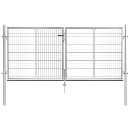 Puerta de jardín de acero galvanizado plateado 306x150 cm de vidaXL, Puertas de jardín - Ref: Foro24-144762, Precio: 321,01 €...
