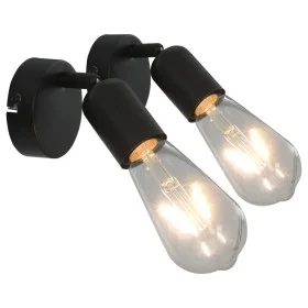 Lámpara focos 2 uds con bombillas de filamento 2W negro E27 de vidaXL, Focos y reflectores - Ref: Foro24-281411, Precio: 21,0...