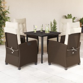 Set comedor de jardín 5 piezas y cojines ratán sintético marrón en Conjuntos de jardín | Comprar online en Foru.es