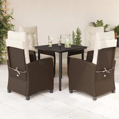Set comedor de jardín 5 piezas y cojines ratán sintético marrón en Conjuntos de jardín | Comprar online en Foru.es