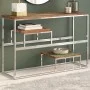 Mesa consola acero inoxidable plateado madera maciza reciclada de , Mesas consola - Ref: Foro24-350008, Precio: 98,84 €, Desc...