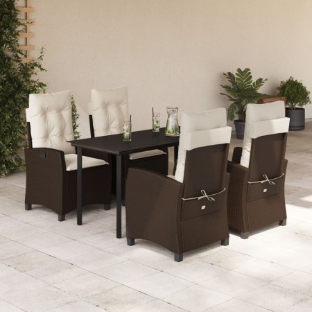 Set comedor de jardín 5 piezas y cojines ratán sintético marrón en Conjuntos de jardín | Comprar online en Foru.es