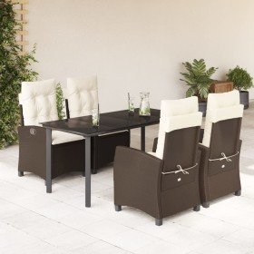 Set comedor de jardín 5 piezas y cojines ratán sintético marrón en Conjuntos de jardín | Comprar online en Foru.es