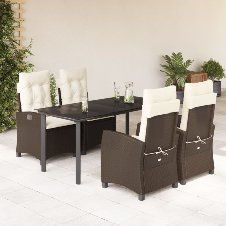 Set comedor de jardín 5 piezas y cojines ratán sintético marrón en Conjuntos de jardín | Comprar online en Foru.es