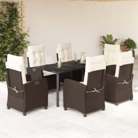 Set comedor de jardín 7 pzas con cojines ratán sintético marrón en Conjuntos de jardín | Comprar online en Foru.es