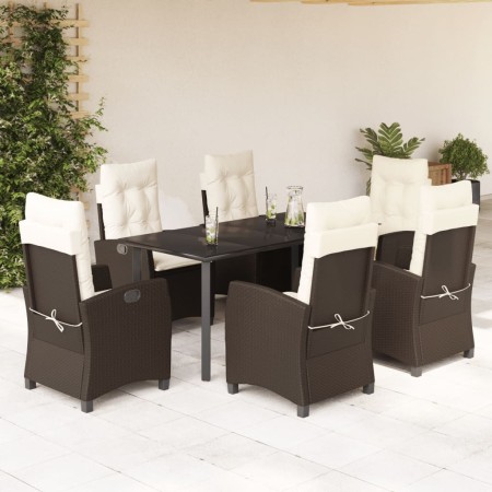 Set comedor de jardín 7 pzas con cojines ratán sintético marrón en Conjuntos de jardín | Comprar online en Foru.es