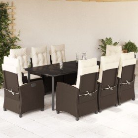 Set comedor para jardín 9 pzas y cojines ratán sintético marrón en Conjuntos de jardín | Comprar online en Foru.es