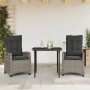 Set comedor de jardín 3 piezas con cojines ratán sintético gris en Conjuntos de jardín | Comprar online en Foru.es