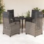 Set comedor de jardín 5 piezas con cojines ratán sintético gris en Conjuntos de jardín | Comprar online en Foru.es