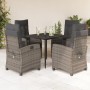 Set comedor de jardín 5 piezas con cojines ratán sintético gris en Conjuntos de jardín | Comprar online en Foru.es