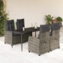Set comedor de jardín 5 piezas con cojines ratán sintético gris en Conjuntos de jardín | Comprar online en Foru.es