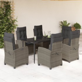 Set comedor jardín 7 pzas y cojines ratán sintético gris en Conjuntos de jardín | Comprar online en Foru.es