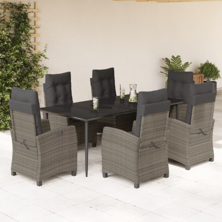 Set comedor jardín 7 pzas y cojines ratán sintético gris en Conjuntos de jardín | Comprar online en Foru.es