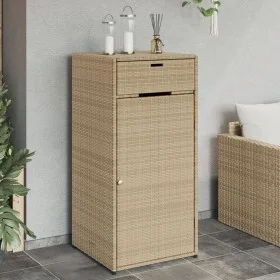 Beige PE rattan garden storage cabinet 55x55x111 cm by , Outdoor storage boxes - Ref: Foro24-365562, Price: 125,39 €, Discoun...