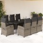 Set comedor jardín 9 pzas y cojines ratán sintético gris en Conjuntos de jardín | Comprar online en Foru.es