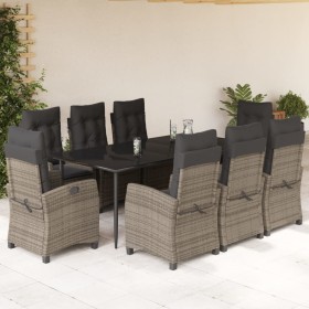 Set comedor jardín 9 pzas y cojines ratán sintético gris en Conjuntos de jardín | Comprar online en Foru.es