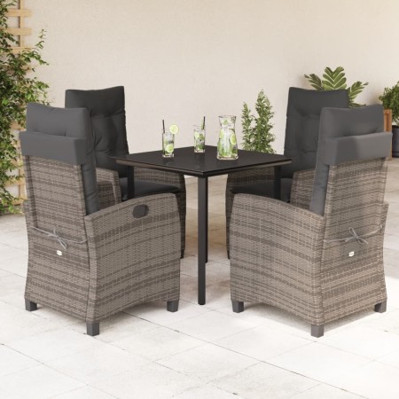 Set comedor de jardín 5 piezas con cojines ratán sintético gris en Conjuntos de jardín | Comprar online en Foru.es