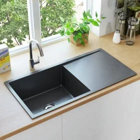 Fregadero de cocina hecho a mano acero inoxidable negro de , Fregaderos - Ref: Foro24-145086, Precio: 179,72 €, Descuento: %
