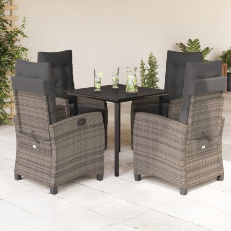 Set comedor de jardín 5 piezas con cojines ratán sintético gris en Conjuntos de jardín | Comprar online en Foru.es