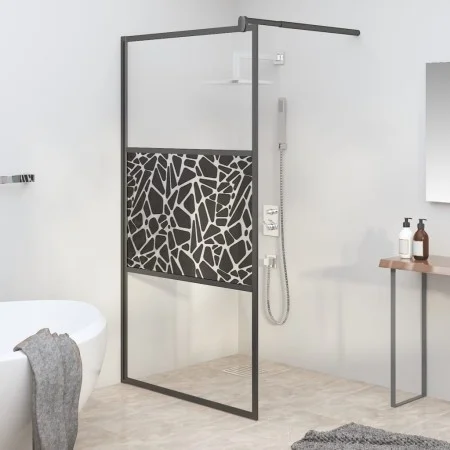 Frosted glass shower screen with black stone design 100x195 cm by , Shower walls and screens - Ref: Foro24-151882, Price: 174...