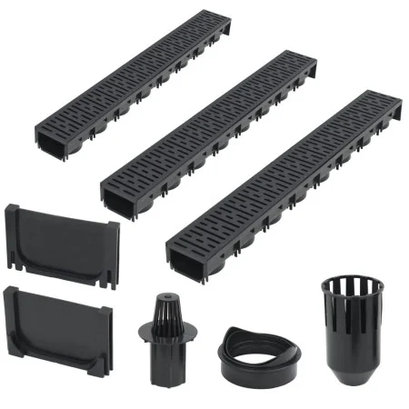 3 plastic drainage channels, 3 meters each by , Drains - Ref: Foro24-142878, Price: 66,57 €, Discount: %
