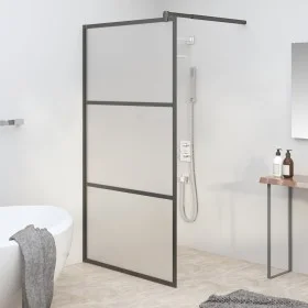 Begehbare Duschwand Milchglas ESG schwarz 115x195 cm von , Duschwände und Duschwände - Ref: Foro24-151879, Preis: 210,60 €, R...