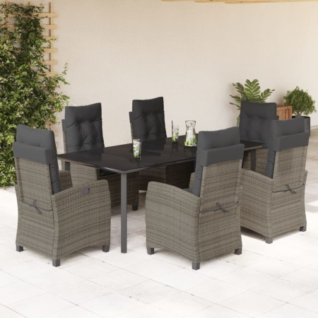 Set comedor jardín 7 pzas y cojines ratán sintético gris en Conjuntos de jardín | Comprar online en Foru.es
