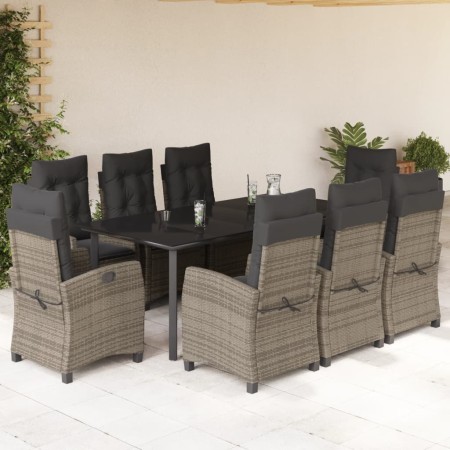 Set comedor jardín 9 pzas y cojines ratán sintético gris en Conjuntos de jardín | Comprar online en Foru.es