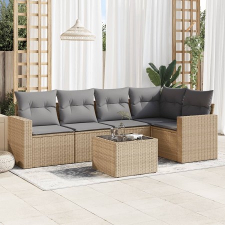 Juego de sofás jardín con cojines 6 pzas ratán sintético beige de , Conjuntos de jardín - Ref: Foro24-3218929, Precio: 382,95...