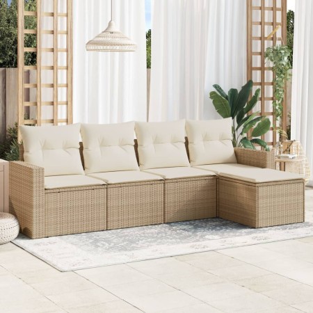 Juego de sofás jardín con cojines 5 pzas ratán sintético beige de , Conjuntos de jardín - Ref: Foro24-3218878, Precio: 312,98...