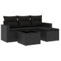 Set de muebles de jardín 5 pzas y cojines ratán sintético negro de , Sofás modulares de exterior - Ref: Foro24-3251212, Preci...