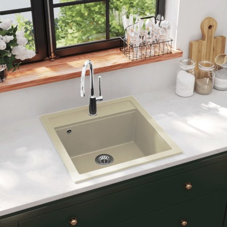 Fregadero de cocina de granito con un seno beige de vidaXL, Fregaderos - Ref: Foro24-144856, Precio: 168,14 €, Descuento: %