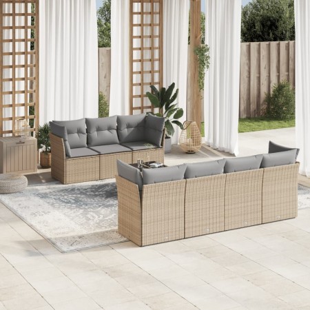 Juego de sofás de jardín con cojines beige 8 pzas ratán PE de , Conjuntos de jardín - Ref: Foro24-3249118, Precio: 508,45 €, ...