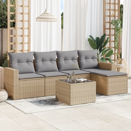 Juego de sofás jardín con cojines 6 pzas ratán sintético beige de , Conjuntos de jardín - Ref: Foro24-3218889, Precio: 343,81...