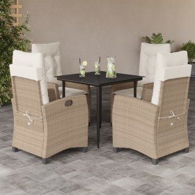Set comedor de jardín 5 pzas con cojines ratán sintético beige en Conjuntos de jardín | Comprar online en Foru.es