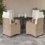 Set comedor de jardín 5 pzas con cojines ratán sintético beige en Conjuntos de jardín | Comprar online en Foru.es