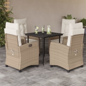 Set comedor de jardín 5 pzas con cojines ratán sintético beige en Conjuntos de jardín | Comprar online en Foru.es