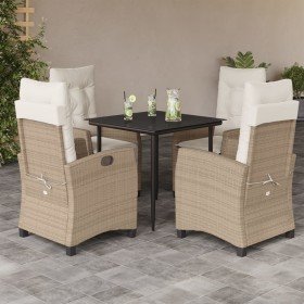 Set comedor de jardín 5 pzas con cojines ratán sintético beige en Conjuntos de jardín | Comprar online en Foru.es