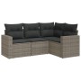 Set de sofás de jardín 4 pzas y cojines ratán sintético gris de , Conjuntos de jardín - Ref: Foro24-3218900, Precio: 265,80 €...