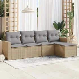 Juego de sofás jardín con cojines 5 pzas ratán sintético beige de , Conjuntos de jardín - Ref: Foro24-3218879, Precio: 294,20...