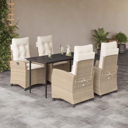 Set comedor de jardín 5 pzas con cojines ratán sintético beige en Conjuntos de jardín | Comprar online en Foru.es