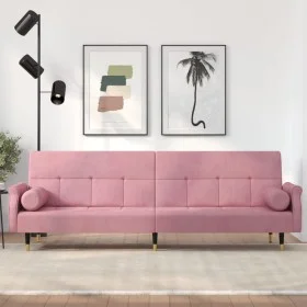 Sofá cama con cojines terciopelo rosa de , Sofás - Ref: Foro24-351860, Precio: 307,10 €, Descuento: %