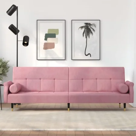 Sofá cama con cojines terciopelo rosa de , Sofás - Ref: Foro24-351860, Precio: 307,10 €, Descuento: %