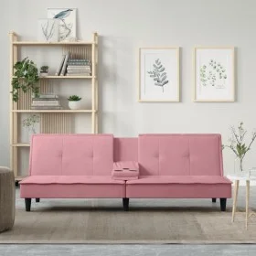Sofá cama con portavasos terciopelo rosa de , Sofás - Ref: Foro24-351923, Precio: 279,34 €, Descuento: %