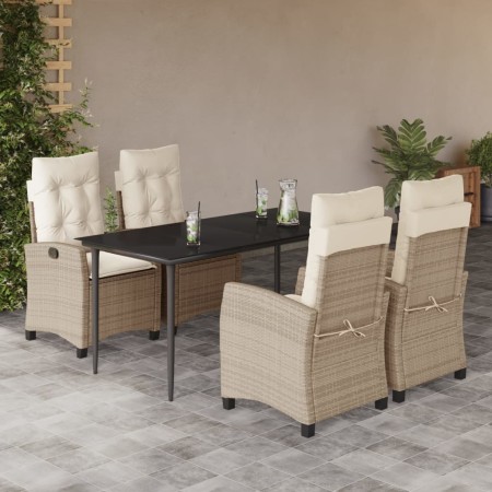 Set comedor de jardín 5 pzas con cojines ratán sintético beige en Conjuntos de jardín | Comprar online en Foru.es