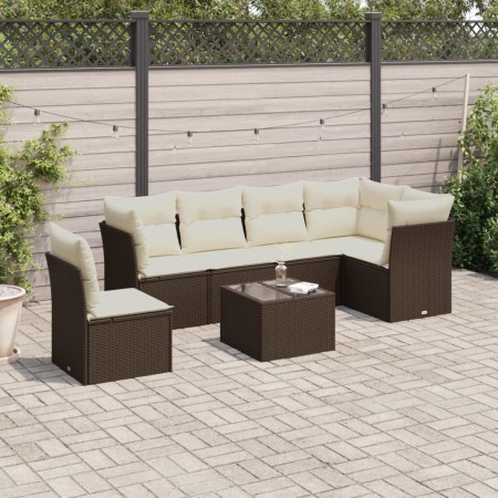 Set de comedor de jardín 7 pzas y cojines ratán sintético negro de , Conjuntos de jardín - Ref: Foro24-3217706, Precio: 385,9...